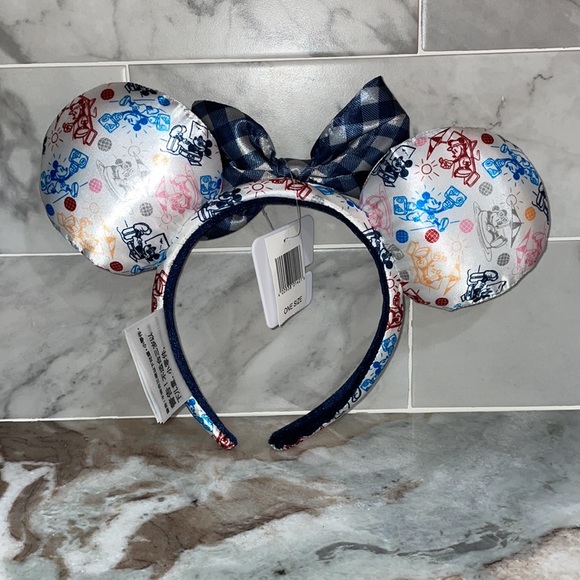 Disney Vacation Club DVC Logo Minnie Ears Buffalo Check Bow Headband 2021 NEW - Picture 2 of 9